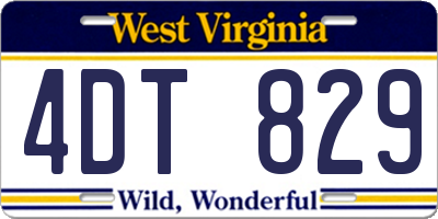 WV license plate 4DT829