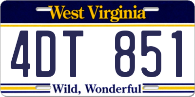 WV license plate 4DT851
