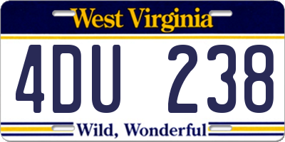 WV license plate 4DU238