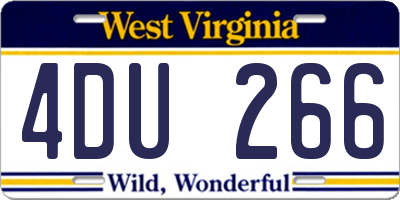 WV license plate 4DU266