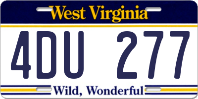 WV license plate 4DU277