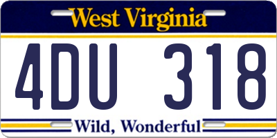 WV license plate 4DU318