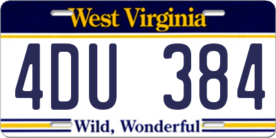 WV license plate 4DU384