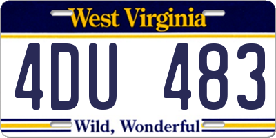 WV license plate 4DU483