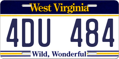 WV license plate 4DU484