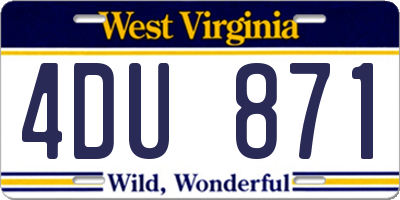 WV license plate 4DU871