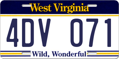 WV license plate 4DV071