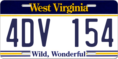 WV license plate 4DV154