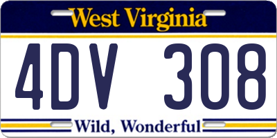 WV license plate 4DV308