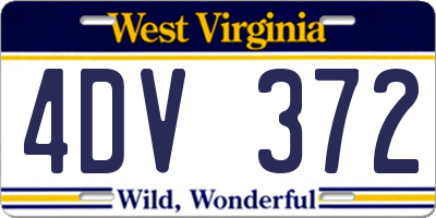 WV license plate 4DV372