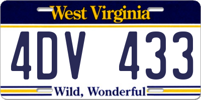 WV license plate 4DV433