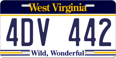 WV license plate 4DV442