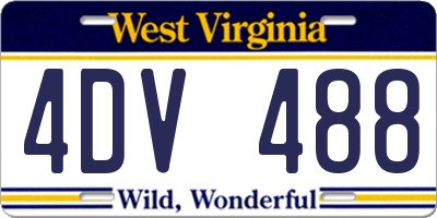 WV license plate 4DV488