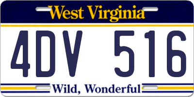 WV license plate 4DV516