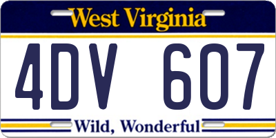 WV license plate 4DV607