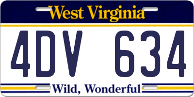 WV license plate 4DV634