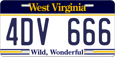 WV license plate 4DV666