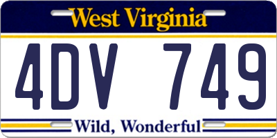 WV license plate 4DV749