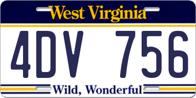 WV license plate 4DV756