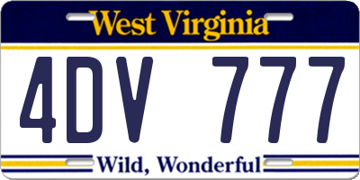 WV license plate 4DV777