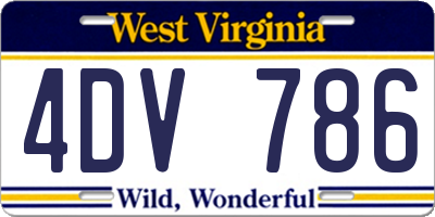 WV license plate 4DV786