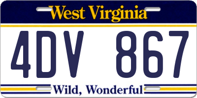 WV license plate 4DV867