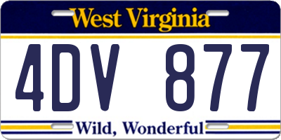WV license plate 4DV877