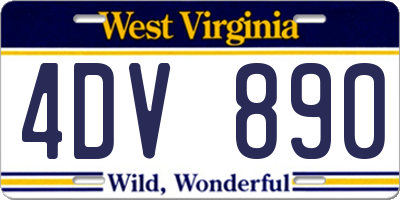 WV license plate 4DV890