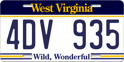 WV license plate 4DV935