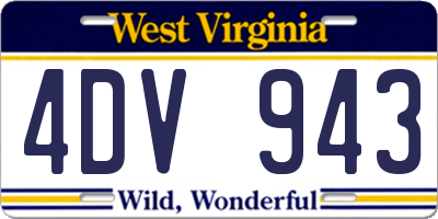 WV license plate 4DV943