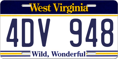 WV license plate 4DV948