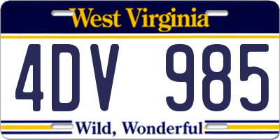 WV license plate 4DV985