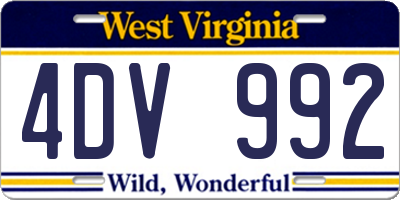 WV license plate 4DV992
