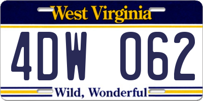 WV license plate 4DW062