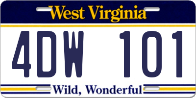 WV license plate 4DW101