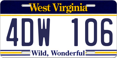 WV license plate 4DW106