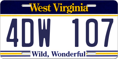 WV license plate 4DW107