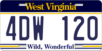 WV license plate 4DW120