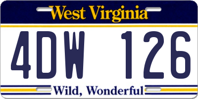 WV license plate 4DW126