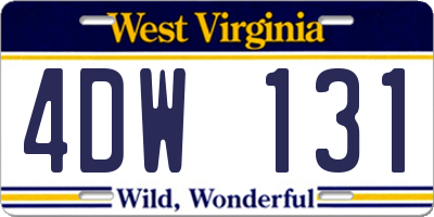 WV license plate 4DW131