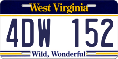 WV license plate 4DW152