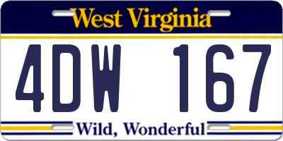 WV license plate 4DW167