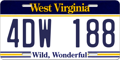 WV license plate 4DW188