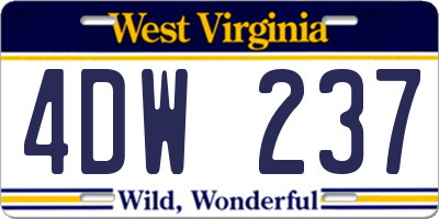 WV license plate 4DW237