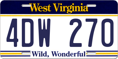WV license plate 4DW270