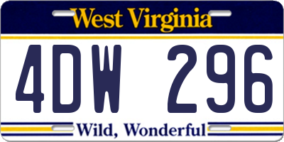 WV license plate 4DW296