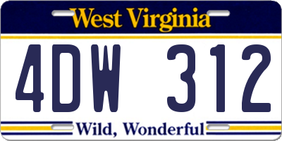WV license plate 4DW312