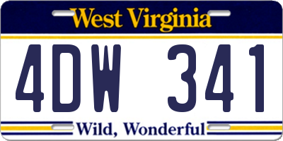 WV license plate 4DW341