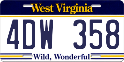 WV license plate 4DW358