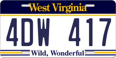 WV license plate 4DW417
